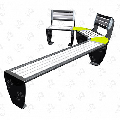 Combinazione panchina e seduta 2 J2874 arredo urbano arredi, recinzioni e accessori arredo ( sedute, cestini…) immagine 3d