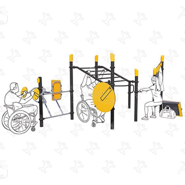 Stazione ludico-sportiva inclusiva J37101® sport e fitness acti’fun acti’fit immagine 3d