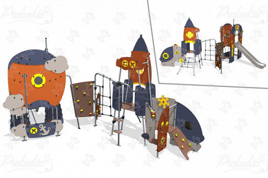 Razzo e Mongolfiera J4092 aree giochi giochi a tema metropolis immagine 3d