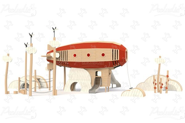 Dirigibile J49136 aree giochi giochi in legno naturale sostenibile trasporti immagine 3d