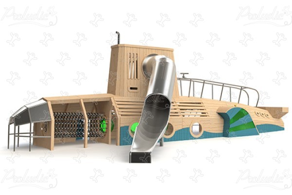 Sottomarino J49139® aree giochi giochi in legno naturale sostenibile flotta marina immagine 3d