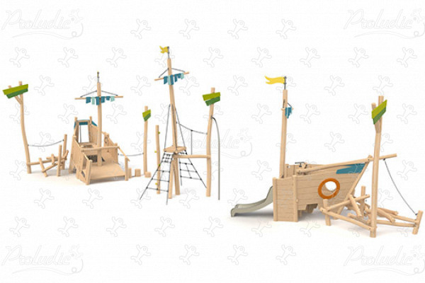 Naufragio J49301® aree giochi giochi in legno naturale sostenibile flotta marina immagine 3d