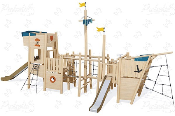 Galeone inclusivo J49311® aree giochi giochi in legno naturale sostenibile flotta marina immagine 3d