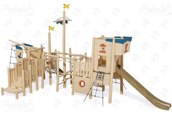 Galeone inclusivo J49311® aree giochi giochi in legno naturale sostenibile flotta marina immagine 3d